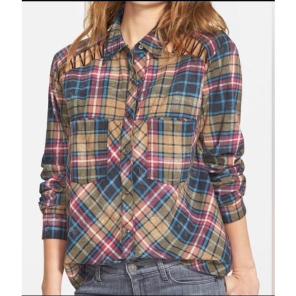 Free People / Stitch Detail Long Sleeve Button Down Shirt / Sz Xs
